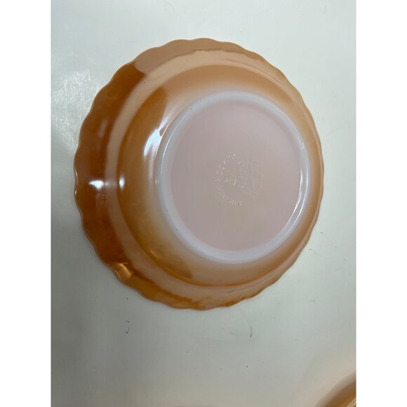 Fire King Anchor Hocking Peach Luster Vegetable-Soup Bowls, set of 3 - Picture 3 of 8